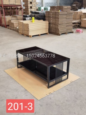 Foreign Trade Tempered Glass Tea Table Steel Wood Tea Table, Living Room Double Layer Glass Table, Sofa and Tea 1