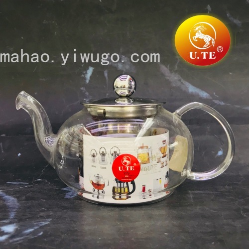 High Temperature Resistant Borosilicate Glass Teapot Stainless Steel Strainer Teapot