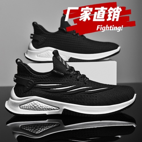 Cross-Border Foreign Trade Casual Fashion Shoes Spring and Summer New Men‘s Flying Woven Mesh Sports Casual Shoes Korean Fashion Student Shoes