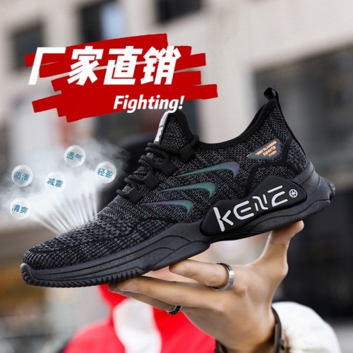 factory Direct Supply 2021 Spring and Summer New Internet Celebrity Fashion Flying Woven Mesh Men‘s Casual Sneakers