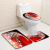 Amazon Hot Sale Christmas Sled Toilet Mat Three-Piece Foot Mat Bathroom Non-Slip Mat Digital Printed Mat