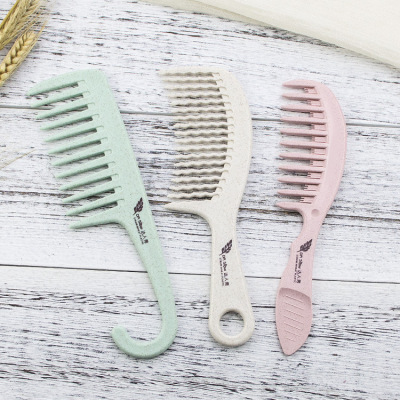 Spot Wheat Straw Comb Perm Hair Wide Tooth Daily Hair Long Handle Hair Care Comb Can Be Ordered Logo