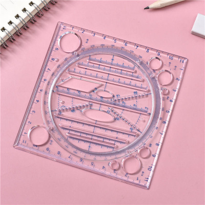 Rotating Ruler Multifunctional Drawing Ruler Set Mathematical Geometric Figure Ruler Drawing Round Oval Template Ruler Triangle Ruler