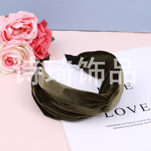 simple middle knotted fabric headband headband adult multi-color sweet headband autumn and winter solid color wide-brimmed hair accessories