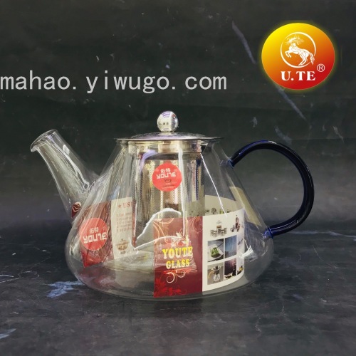 High Temperature Resistant Borosilicate Glass Teapot Stainless Steel Screen Filter Teapot