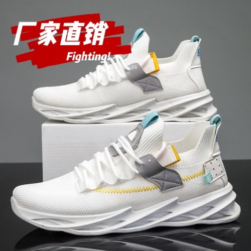 foreign trade new summer men sports shoes front lace-up flying woven round head spot blade bottom casual running shoes