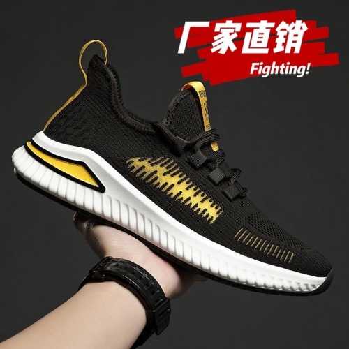 2021 summer new men‘s shoes trendy mesh flying woven breathable and comfortable sports and leisure running shoes