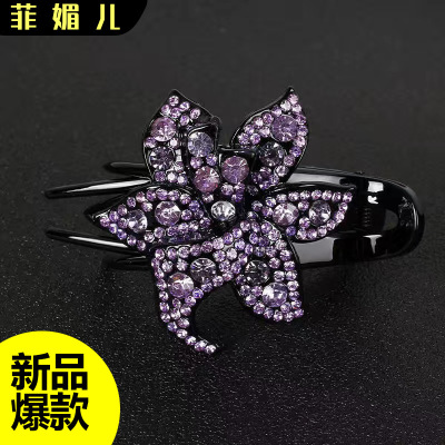 Kaka Rhinestone Three-Jaw Clamps Updo Hair Claw Duckbill Clip All-Match Head Accessories Ponytail Hair Band Ladylike Hairpin Barrette