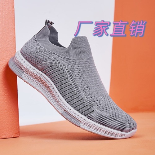 Source Factory Foreign Trade Summer New men‘s Flying Woven Socks Mouth Lazy Slip-on Casual Sneakers