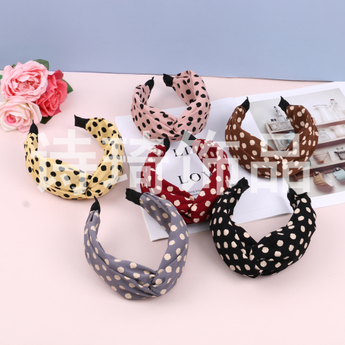 Shiqi Ornament Spot Supply Two-Color Dot Pattern European and American Style Popular All-Matching Hair Band Wide Brim Hair Band Headband