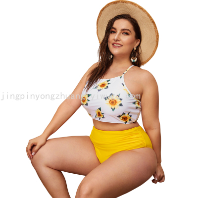 Plus-Sized Swimsuit European and American Bikini 2021 New Swimsuit Split Large Size Outer Single Swimsuit