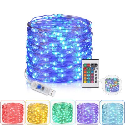 Led Magic Color Three Line Lighting Chain Remote Control Dimming 5 M 50 Light Colorful RGB Horse Running Water Light Bar USB Interface 5V