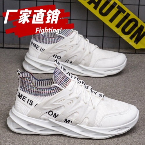 blade bottom men‘s shoes summer new two-tone socks front lace-up fashion casual jogging shoes