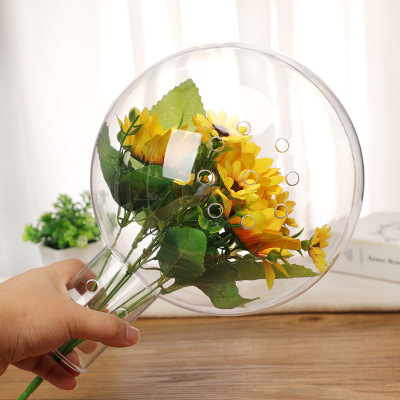 Popular Transparent Plastic Bounce Ball Creative Valentine's Day Bouquet Flower Packaging Plastic Ball Acrylic Hollow Ball