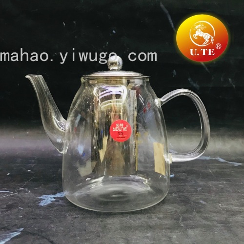 High Temperature Resistant Borosilicate Glass Teapot Stainless Steel Screen Filter Teapot