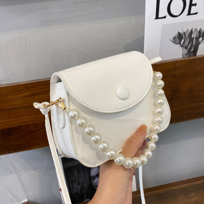 Summer Trendy Small Bags Women's 2021 New Fashion Shoulder Bag Simple Small Square Bag Pearl Hand Messenger Bag