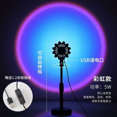 Led SUNFLOWER Sunset Light Sunset Light Rainbow Projection Lamp Live Streaming Lighting Lamp Scene Ambience Light 5V Retractable USB