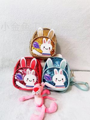 New Rabbit Backpack Children's Sequined Backpack Toddler Student Bag Cross-Border Monopoly Sling/Backpack