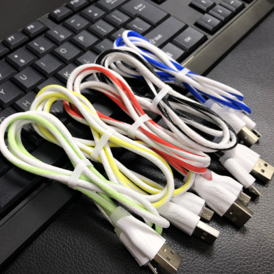 Colorful Luminous Band Light Cable Android Two-Color Embossed TPE Colorful Luminous Cellphone Charging & Data Cable