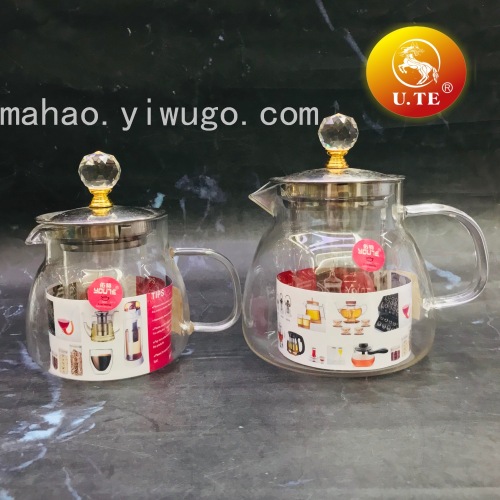 heat-resistant borosilicate glass teapot diamond head glass liner teapot