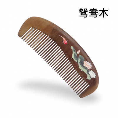 Factory Direct Sales Authentic Nan Wooden Comb New 3D Painted Relief Comb Mandarin Duck Wooden Comb