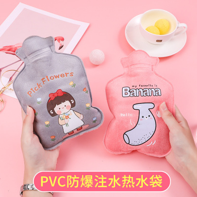 Cartoon Hot Water Bag Water Injection Hot Water Bottle Heating Pad Hot Compress Belly Thickened Cute Plush Hand Warmer Men and Women Wholesale