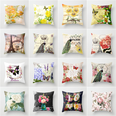 American Country Pillow Sofa Cushion Office Cushion Bedside Backrest Waist Support Flowers Pillowcase Inserts