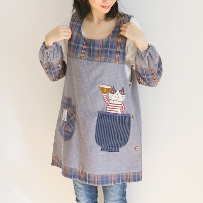 Japanese Order Cute Antifouling Pure Cotton Bib Overclothes Baking Floral Coffee Shop Painting Work Clothes Sleeveless Apron