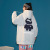 2021 Autumn and Winter New Ins Fashion Brand Hooded Sweater Women's Flocking Violent Bear Reflective Printed Coat