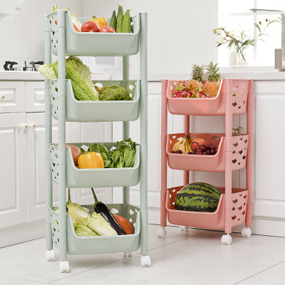 Factory Direct Three-Layer Kitchen Plastic Storage Rack Creative Bathroom Storage Rack Floor-Type Sundries Storage Rack