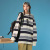2021 Autumn and Winter New Japanese Style Stripe Sweater Female Couple Loose Trendy All-Match Crew Neck Coat