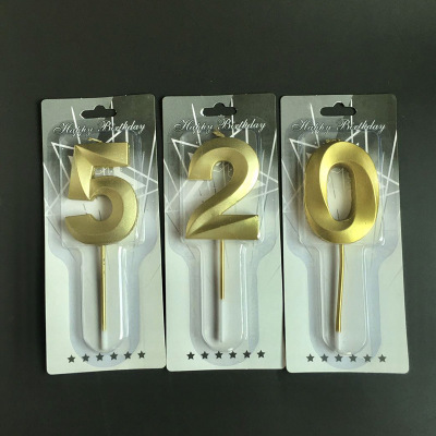 2020 New Gold-Plated Digital Candle Birthday Cake Creative Decoration Birthday Candle Decoration Craft Candle