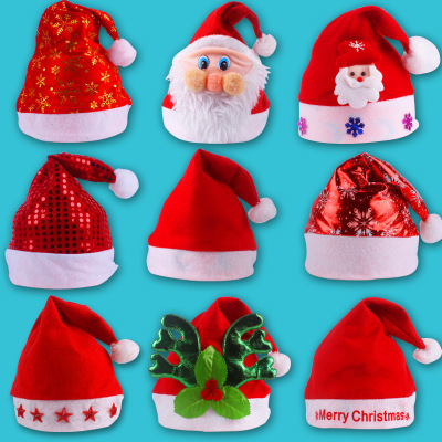 Christmas Hat Factory Direct Sales Adult and Children Style Christmas Decorations Non-Woven Fabric Gold Velvet High-End Christmas Hat