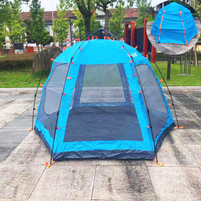 Inventory Processing Outdoor Tent Multi-Person Automatic Camping Camping Leisure Quickly Open Multi-Functional Double-Layer Hexagonal Tent