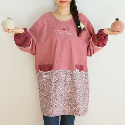 Korean Style Fashionable Autumn and Winter New Oil-Proof Cute Japanese Style Apron Female Household Kitchen Adult Smock Long Sleeve Apron