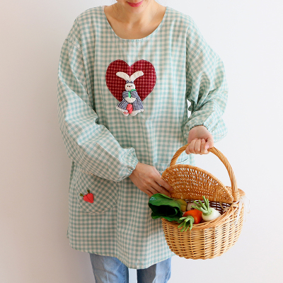 Free Shipping Foreign Trade Daily Order Foreign Trade Cute Cartoon Painted with Sleeves Apron Smock Bib Korean Style Long Sleeve Apron