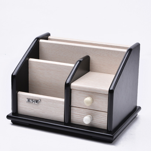 [factory direct sales] supply multifunctional wooden office pen container （with drawer） office home storage box