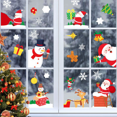 Christmas Decorations Glass Electrostatic Sticker Christmas Party Decoration Snowflake Window Stickers Christmas Hanging Ball Bell Stickers