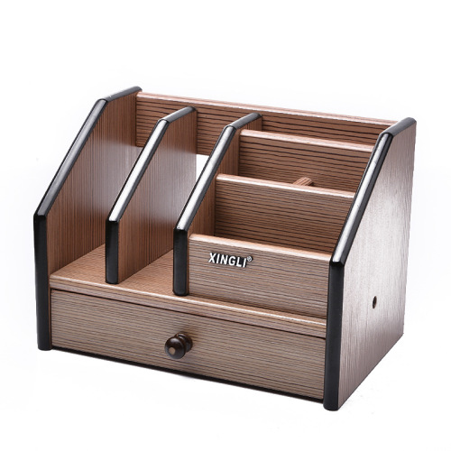 【 factory Direct Sales] Multifunctional Office Decoration Wooden Pen Container with Drawer Craft Home Storage Box Wholesale