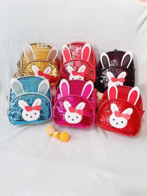 Foreign Trade Cute Rabbit Children's Schoolbag Princess Style Fashion Embroidery Backpack Student Children's Sequined Backpack