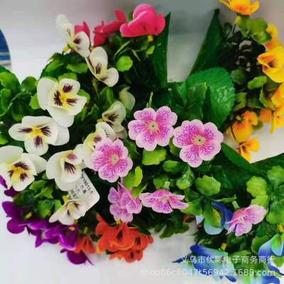 Factory Single Small Pansy 10-Head Artificial Bouquet Plastic Flowers Fake Flower Small Handle Bundle Fabric Decorative Flower Arrangement Flower