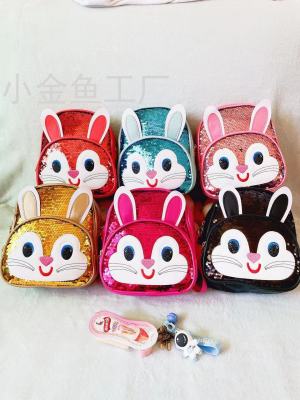 Cross-Border Foreign Trade Rabbit Children's Schoolbag Princess Style Fashion Embroidery Backpack Student Children's Sequined Backpack
