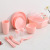 Portable Tableware Pink 47-Piece Set Camping Picnic Plastic Tableware Set Knife, Fork and Spoon
