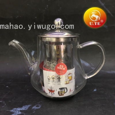 High Temperature Resistant Borosilicate Glass Teapot Diamond Head Stainless Steel Screen Filter Teapot