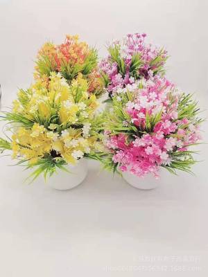 Emulational Flower and Grass Plant Indoor Table Decoration Home Greenery Decoration Plastic Bonsai Factory Wholesale