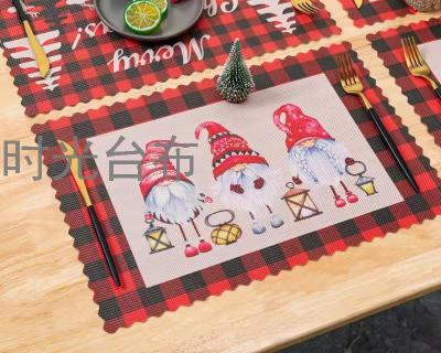 PVC Christmas Style Placemat Cleaning Pad Non-Slip Placemat Kitchen Scald Preventing Met Coasters Dining Table Cushion Waterproof Oil-Proof Heat Insulation