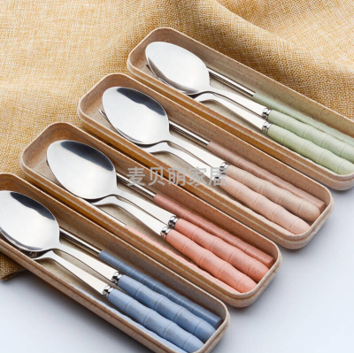 Bamboo Tableware Convenient Tableware Set Fork Spoon and Chopsticks Set