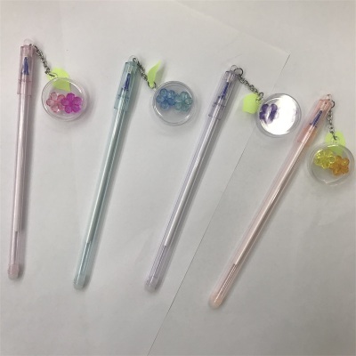 Rub Easy to Wipe Erasable Pen Girl Heart Plum Pendant Crystal Blue Gel Pen Primary School Student Erasable Gel Pen Stationery Wholesale