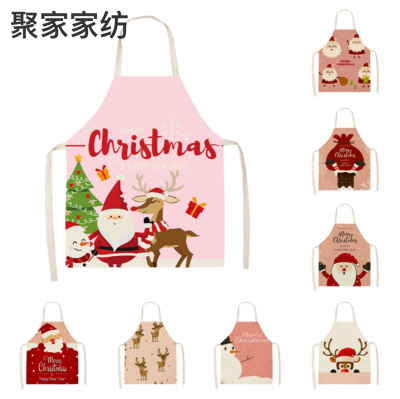 2021 New Christmas Series Linen Apron Home Cleaning Sleeveless Coverall Santa Claus Apron