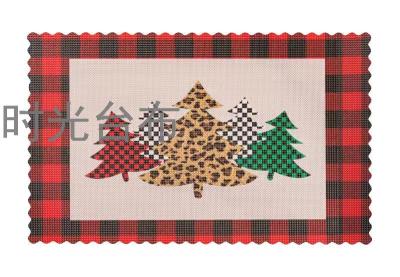 PVC Christmas Style Placemat Cleaning Pad Non-Slip Placemat Kitchen Scald Preventing Met Coasters Dining Table Cushion Waterproof Oil-Proof Heat Insulation